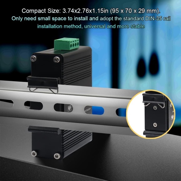 Mini Industrial 5-Port Gigabit Ethernet Switch - Hardened, 10/100/1000Mbps - Picture 6 of 12